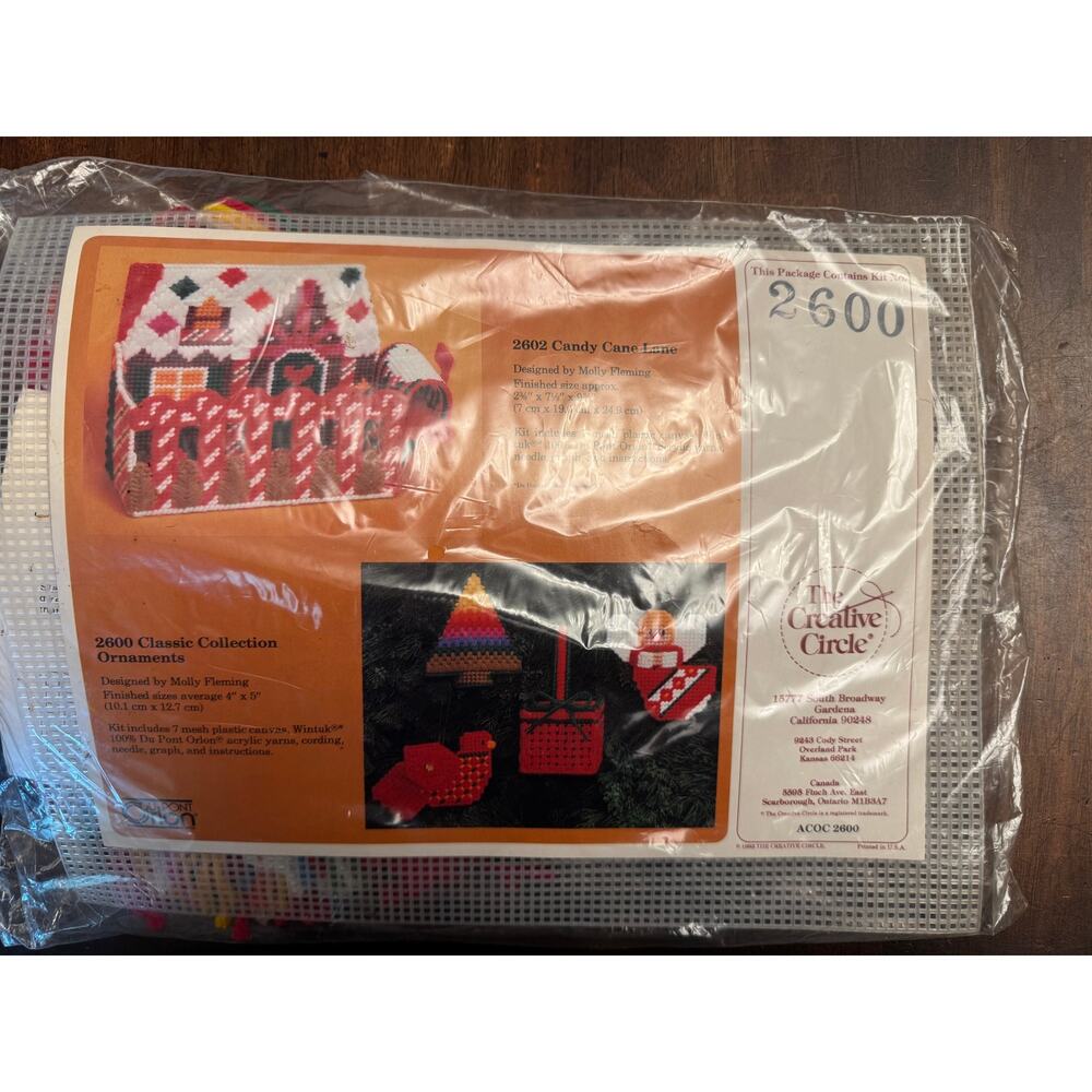 The Creative Circle "Candy Cane Lane" classic collection ornaments needlepoint